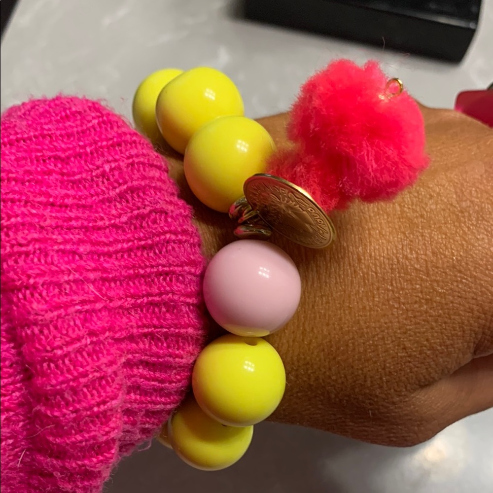 Big beads bracelet yellow pink gold coin